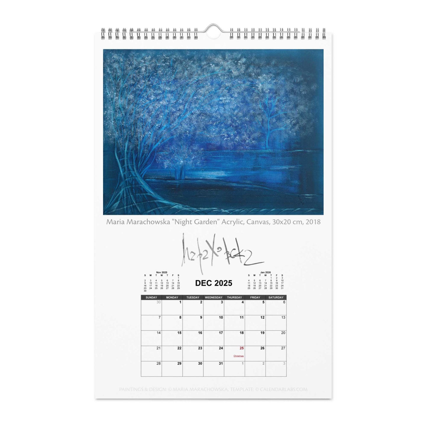 Wall Calendar (2025) Paintings by Maria Marachowska